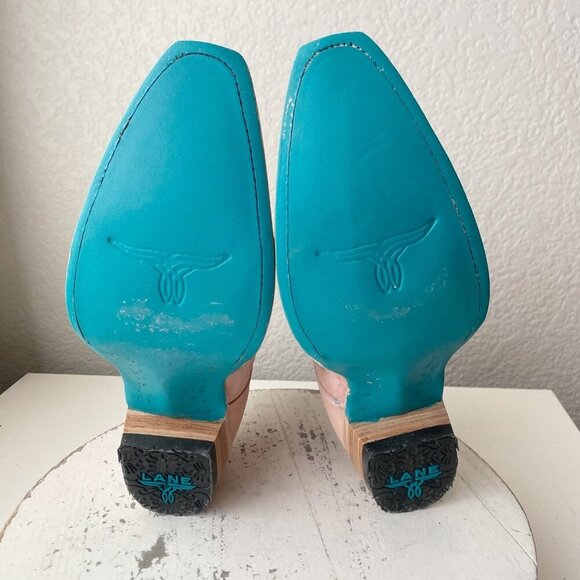 Lane LEXINGTON Womens Cowboy Bootie 8.5 Pink Western Cowgirl Short Ankle Boots - Picture 8 of 11